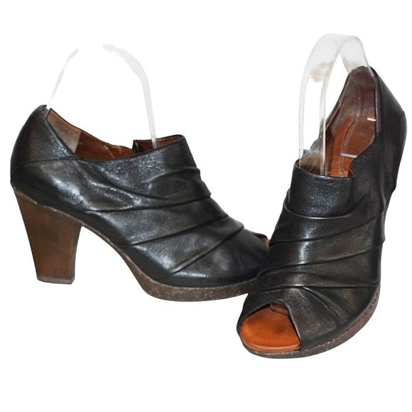 Naya "Ana" Black Leather Open-Toe Bootie - Picture 1 of 12